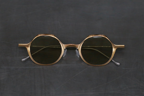 Rigards polygonal high degree handmade copper glasses RG0128CU series set RG-RG0128CU JPSE-JSQL gold frame light green lens